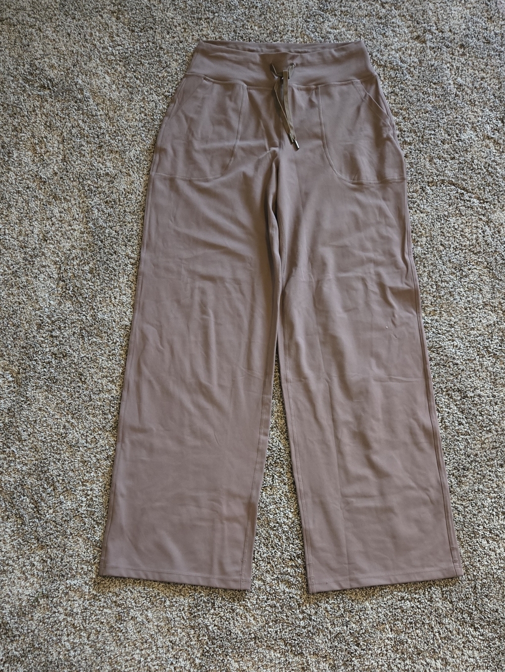 Wide-Leg Drawstring Track Pants - Taupe
